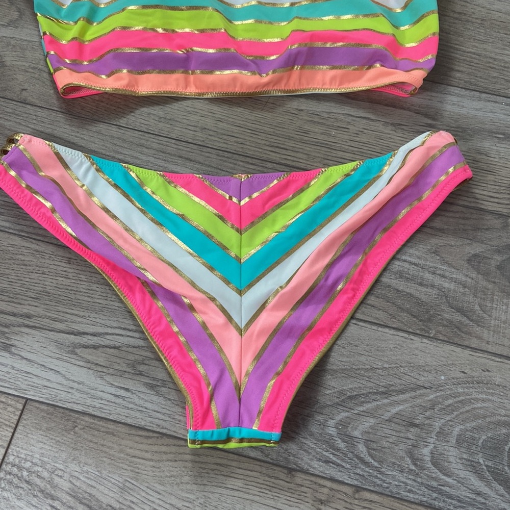 Nwot Victoria’s Secret striped gold bikini M - Picture 5 of 9